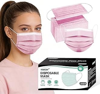 NNPCBT Pink Disposable Face Masks 100 Pack,3-Ply Breathable Mask For Adults,Great For Outdoors,Home, Office, School