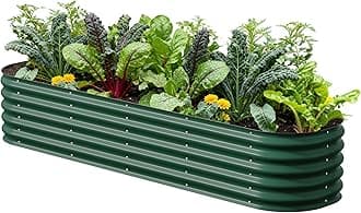 Vego garden Raised Garden Bed Kits, 17" Tall 9 in 1 8ft X 2ft Metal Raised Planter Bed for Vegetables Flowers Ground Planter Box-British Green