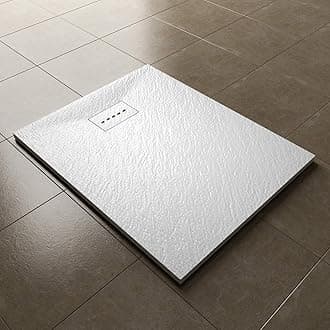 ELEGANT 1000 x 800mm Slip-Resistance Shower Base Slate Effect Square Shower Enclosure Tray with Waste and Resin Cover Grate