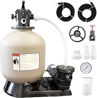 SWIMLINE HYDROTOOLS Pool Sand Filter Pump For Above Ground & Inground Pool | 22 Inch Cleaner System VARIABLE DUAL 2-SPEED 1.5 HP Horsepower 4980 GPH | For Pools Up To 21000 Gallons 7 Way Valve