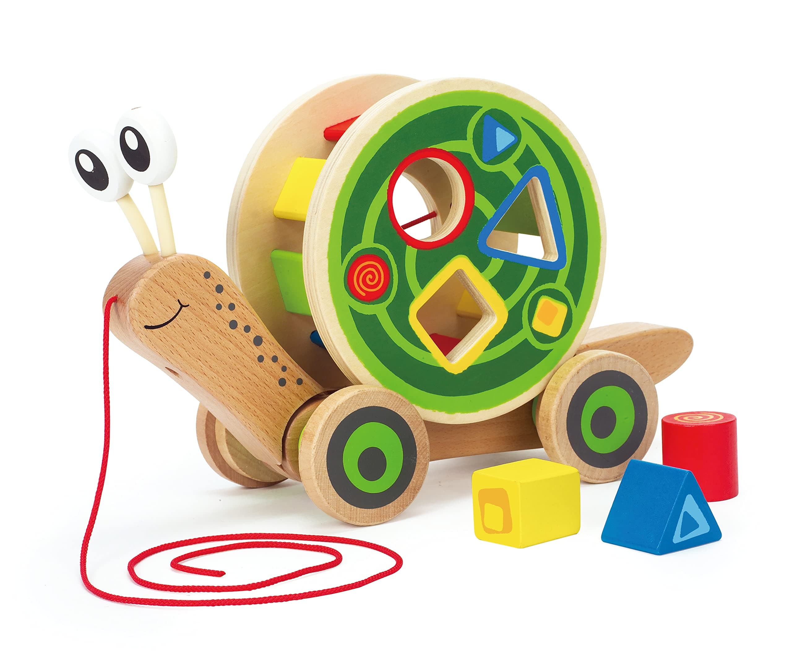 Walk-A-Long Snail Pull Toy |Award Winning Toddler Wooden Push and Pull Toy with Removable Color