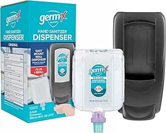 Germ-X OmniPod Hand Sanitizer Starter Kit, Durable & Sleek Wall-Mount Dispenser & 1150mL Refill Pod, No Rinse Moisturizing Formula, Suitable for Home, School, Office, Gym, Restrooms