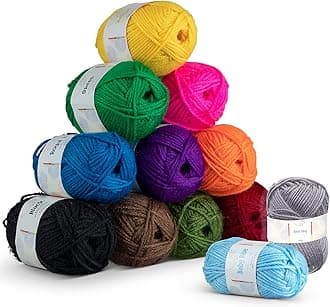 CraftBud Acrylic Yarn Skeins 12 x 50g - 1200 Yards for Crocheting and Knitting - Soft Multicolored Craft Yarn for Adults and Kids - 12 Pack