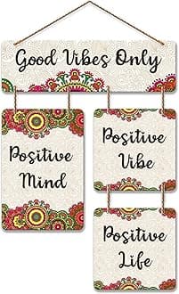 Artvibes Positive Vibes Positive Life Decorative Wall Hanging Ornaments | Quotes Decor Item | Wall Poster | Office Decor | Wall Art Print | Inspirational Quotes | Gift Items (WH_6510N)