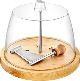 Modern Innovations Cheese Curler, Tete de Moine Cheese Curler, Cheese Shaver for Hard Cheese and Chocolate, Girolle Cheese Shaver, Wood Cheese Curler with Stainless Steel Knife and Acrylic Lid