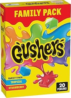 Gushers Fruit Flavored Snacks, Variety Pack, Strawberry and Tropical, 20 ct