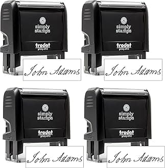 Custom Signature Stamp - Personalized Insignia - Self-Inking - Your Choice of 7 Ink Colors! (4, Medium)