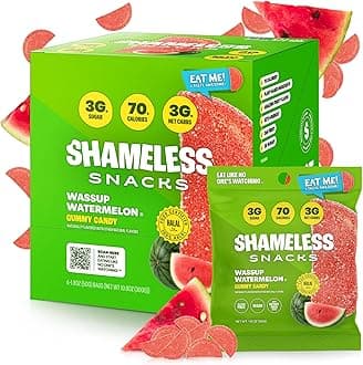 Snacks - Healthy Low Calorie Snacks, Low Carb Keto Gummies (Gluten Free Candy) - 6 Pack Wassup Watermelon