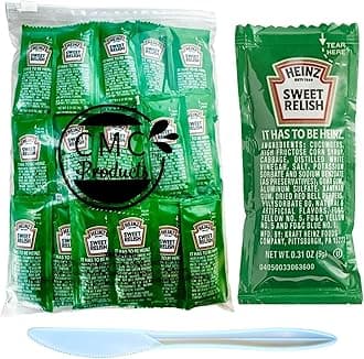 Gift Set: Relish Packets (9g) – 25 Count with Spreader in Food-Safe Slide-Seal Bag by CMC Products (approximately 25 packets)