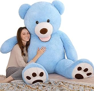 MorisMos Giant Teddy Bear Plush 5ft, Life Size Huge Blue Teddy Bears for Boyfriend, 5 Foot Large Big Stuffed Animal Gifts for Lover on Valentines, Anniversary, Birthday