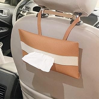 LEART Car Tissue Holder Leather – Hanging Tissue Box Holder for Car | Tissue Box for Car | Car Accessories Interior | Car Tissue Box | Hanging Tissue Box Holder (Caramel)