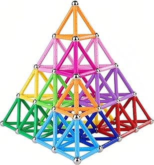 204 Pcs Magnetic Building Sticks Blocks Toys, 2.3" Length Magnet Educational Stacking Toys Set for Kids and Adult, STEM Building Toy 3D Non-Magnetic Balls with Storage Bag