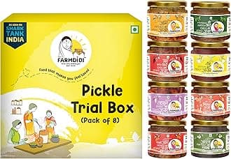 Farm Didi FarmDidi Nani's Special Pickle Trial Pack Of 8|Authentic Homemade Traditional Achar & Chutney|TV Featured|Spicy & Sweet Pickles|No Artificial Preservatives|Less Or No Oil|Sun-Dried Achar