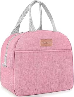 Lunch Bag for Women & Men Adult Insulated Lunch Box, Small Leakproof Cooler Food Lunch Containers Reusable High Capacity Lunch Tote Bags for Work, Travel, Outdoor (Pink)