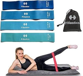 Resistance Loop Band Set for Squats, Hips & Glutes Heavy Workouts for Men & Women - Includes Travel Bag (Blue)