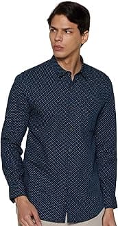 Peter England Men's Everyday Ditsy Print Slim Fit Full Sleeve Casual Shirt | 100% Cotton