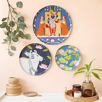 RITUALISTIC Pichwai Wall Plates & Paintings | Perfect Home Decor and Wall Decor Items for Your Hall and Living Room | Set of 3 | Gift items