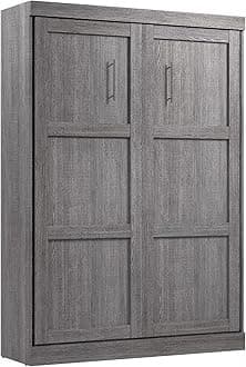 Pur Full Size Murphy Bed in Bark Grey, 59-inch Space-Saving Sleeping Arrangement for Multipurpose Area, Bedroom, Guest Room, or Living Room
