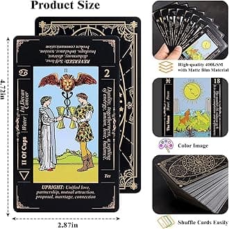 Tarot Cards with Guide Book & Linen Carry Bag, 78 Classic Original Tarot Cards Deck Fortune Telling Game with Meanings on Them for Beginners to Expert