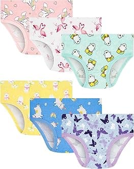 100% Cotton Girls Underwear Tagless Comfort Toddler Panties (6-Pack)