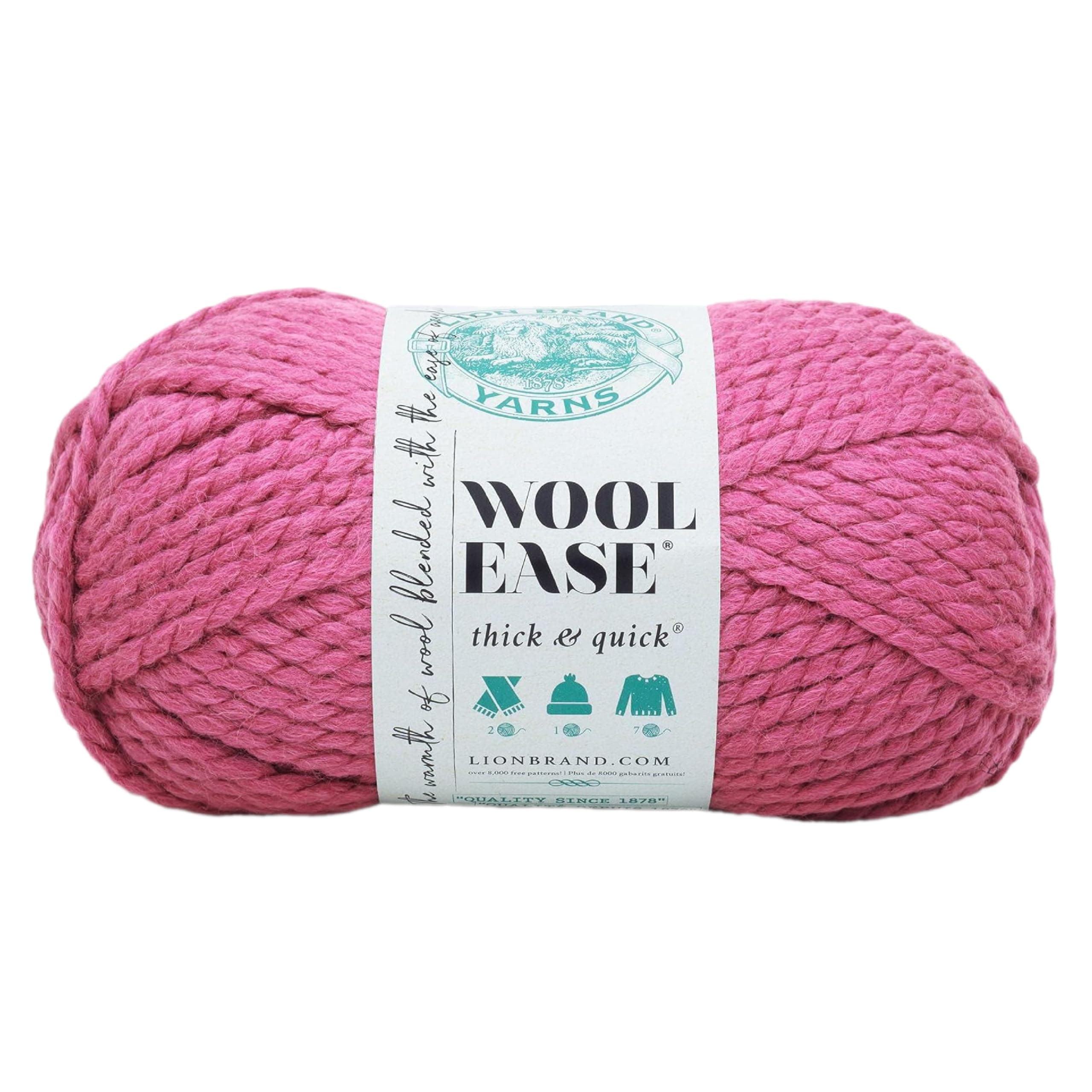 Wool-Ease Thick & Quick, Super Bulky Wool Blend Yarn for Knitting, Crochet, and Crafts, Raspberry, 1 Pack