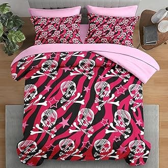 Comforter Set Queen Size, Zebra Rock Roll 7 Pcs Bedding for Kids and Adults, Animal Pink Bed Sheet Sets with Fitted Sheet 2 Pillowcases & 2 Shams for Bedroom Bed DecorOEKO-TEX STANDARD 100