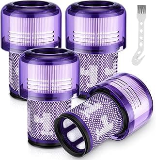 V12 Filter Replacements for Dyson V12 Detect Slim, Detect Slim Animal, Slim+ Cordless Vacuum and V12 Slim Absolute Vacuums, SV34, SV35 V12 Vacuum Cleaner Filter Replacement, Part No. 971517-01, 4 Pack