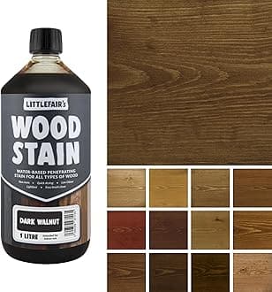 Littlefair's Wood Stain Water-Based - (Dark Walnut) – Non-Toxic, Eco-Friendly & Quick Drying - Easy-to-Apply, Concentrated Formula for All Wood Types – 1 LTR