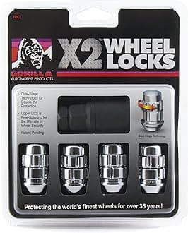 Gorilla Automotive (71631X) 12mm x 1.50 Thread Size Acorn Chrome X2 Wheel Lock, (Pack of 4)