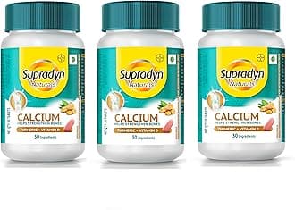 Supradyn Naturals Calcium With Vitamin D 400IU (Veg), Magnesium Supplement, Zinc & Turmeric | For Bone health and Joint support, 90 Tablets for Men and Women