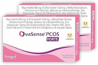OvaSense-PCOS Forte Synergistic Myo-inositol& D-Chiro Inositol, Cholecalciferol, B-complex,Zinc, Chromium, Selenium & Micronutrients (30 x 2 box = 60 Tablets)