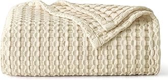 Bedsure Cooling Cotton Waffle Throw XL Blanket - Lightweight Breathable Blanket of Rayon Derived from Bamboo for Hot Sleepers, Natural, 50x70 Inches