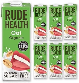 Rude Health 6 x 1 Litre Organic Oat Dairy-Alt Milk, 100% Natural Organic Drink, Lactose Free, Dairy Free & Gluten-Free, No Added Sugar, Award-Winning, Healthy & Vegan, 100% Recyclable Packaging