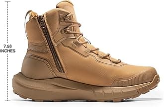 NORTIV 8 Men's Tactical Hiking Lightweight Cushion Sole for Work All Day Side Zipper Motorcycle Combat Military Boot Arch Support 8 Inches Terrascope