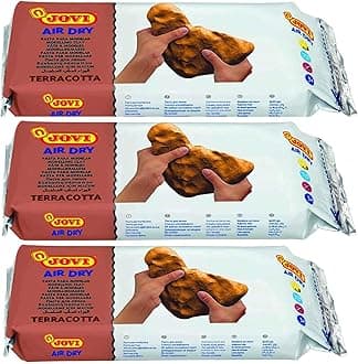 JoviEuropean Air-Dry Modeling Terracotta Brown Clay 3 Packets - Each Pack of 250 Grams for Sculpting Pottery Art & Craft Handicraft Educational Purpose Fine Motor Skills