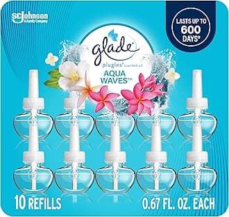 PlugIns Refills Air Freshener, Scented and Essential Oils for Home and Bathroom, Aqua Waves, 6.7 Fl Oz, 10 Count