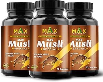 Musli Special Capsules For 45+ Men | Power, Strength, Energy and Stamina Booster | 100% Vegan | Premium Ayurvedic Supplement - (30 Capsules), Pack Of 3