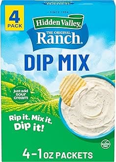 Hidden Valley Original Ranch Dips Mix, Gluten Free, Keto-Friendly (Package May Vary), 1 Ounce (Pack of 4)