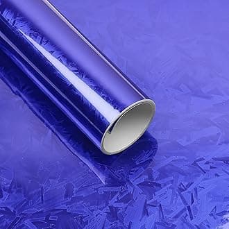 Forged Carbon Fiber Vinyl Wrap, Gloss Holographic Chrome Mirror Car Wrap Vinyl DIY Auto Sticker Decal Film Sheet with Bubble Free Air Release (Blue, 1ft x 5ft)