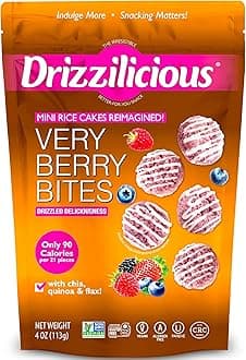 Mini Flavored Rice Cakes Very Berry - Rice Crisps, Healthy Snack for Adults and Kids, Vegan, Gluten Free Snack, Allergen Free, Only 90 Calories Per 21 Pieces - 4 oz (Pack of 6)
