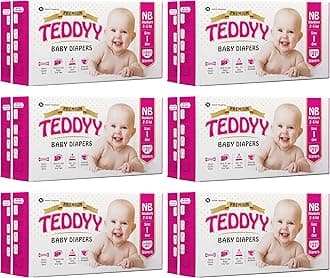 TEDDYY Baby Diapers Pants Premium New Born 126 Count (Pack of 6), 2-5 kgs, High Absorbency, Anti - Bacterial
