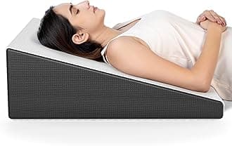 FOVERA Bed Wedge Pillow with Memory Foam, Back Support Cushion for Acid Reflux, GERD, Snoring, Post Surgery, Pregnancy and Relaxing in Bed (White Bamboo, Large 7" Height)