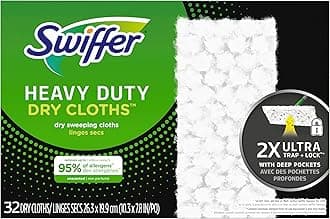 Sweeper Heavy Duty Dry Multi-Surface Cloth Refills for Floor Sweeping and Cleaning, Unscented, 32 Count