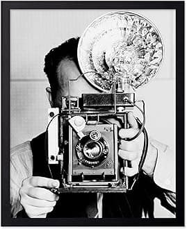 Poster Master Vintage Old Camera Poster - Retro Photographer Print - Photography Art - Gift for Men, Women, Cameraman - Great Decor for Bedroom, Studio, Living Room, 11x14 Black Framed