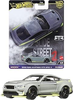 Hot Wheels Car Culture Slide Street 2018 Ford Mustang RTR Spec5 Ride On Toy Mini Car Ages 3+ Gray HKC85