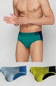 XYXX Men's Dualist Micromodal Regular Fit Colorblock Antimicrobial Briefs with No Marks Waistband (Pack of 3)