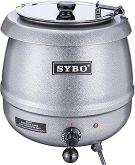SYBO SB-6000-2G Commercial Grade Soup Kettle with Hinged Lid and Detachable Stainless Steel Insert Pot for Restaurant and Big Family, 10.5 Quarts, Silver