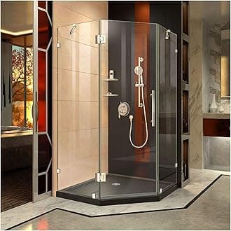 DreamLine Prism Lux 42 in. x 74 3/4 in. Fully Frameless Neo-Angle Shower Enclosure in Chrome with Black Base, DL-6053-88-01