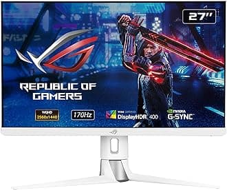 ASUS ROG Strix XG27AQ-W 27” 1440P HDR Gaming Monitor - White, QHD (2560 x 1440), Fast IPS, 170Hz, 1ms, Extreme Low Motion Blur Sync, G-SYNC Compatible, Eye Care, HDMI, DisplayPort, USB, DisplayHDR400