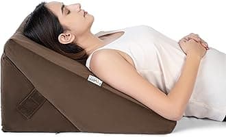 FOVERA Wedge Pillow Memory Foam, Adjustable Bed Wedge Cushion for Back Support, Sleeping, Acid Reflux, GERD, Snoring, Pregnancy, Post-Surgical Recovery (Brown, Standard - 22 x 22 x 12 Inch)